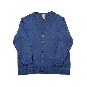 LL Bean Sweater Mens Large Vintage Cardigan Heavy Cotton Knit Blue Preppy Dad